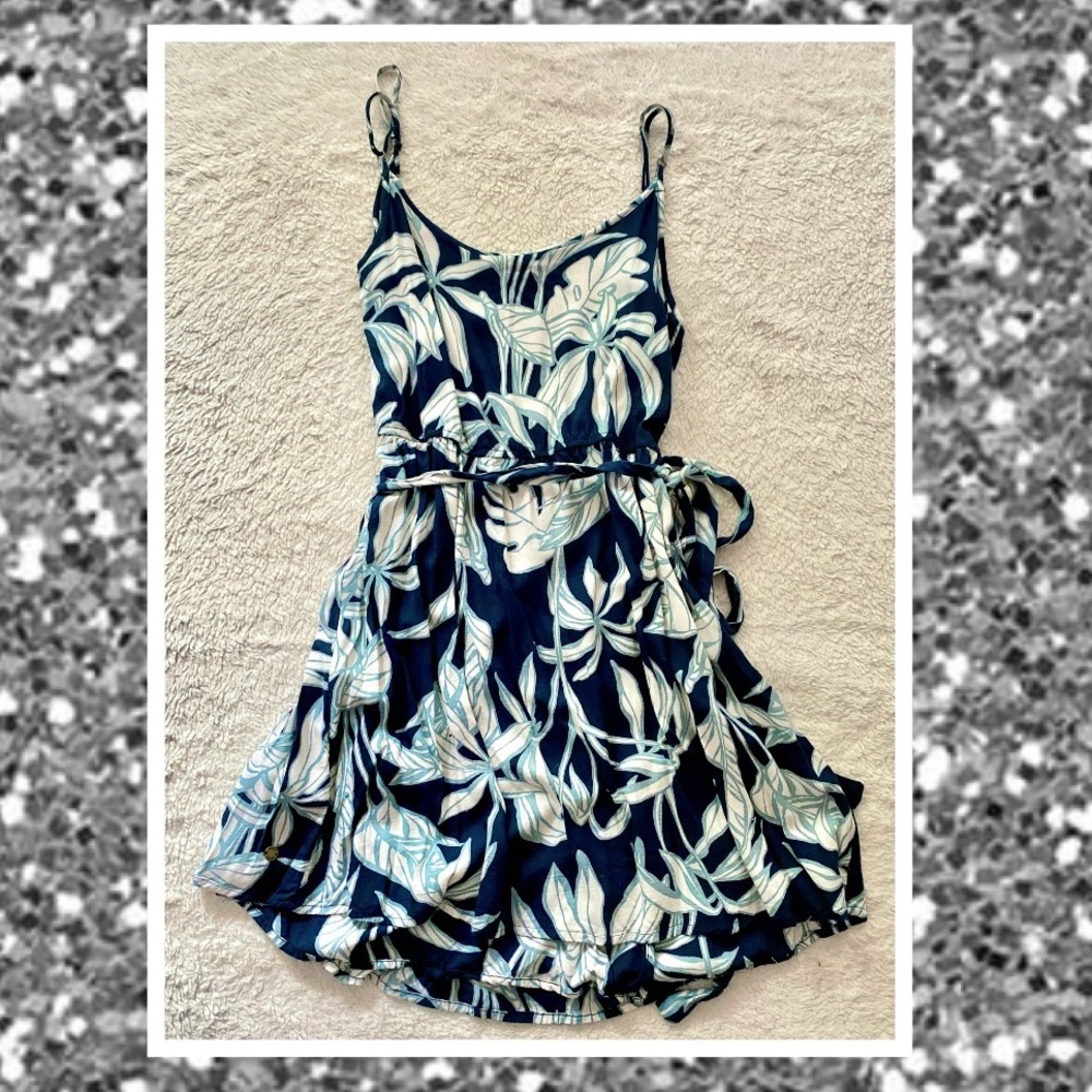 Floral Teal Wrap Mini Dress by Roxy
